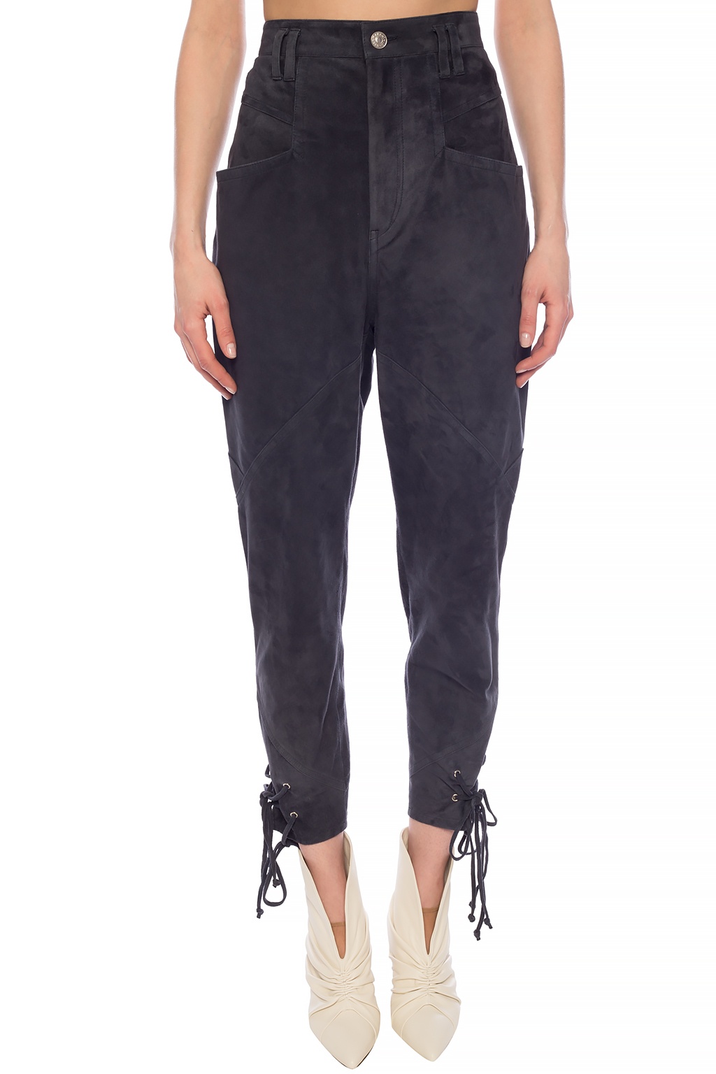 【関税込み】Isabel Marant グレー Yanis フーディ Leather trousers Isabel Marant - Jeans Noir Taille Haute
